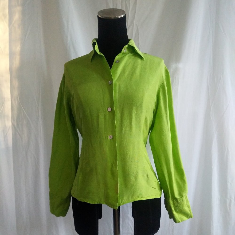 Vibrant Collection | Green Persona 100% Silk Blouse